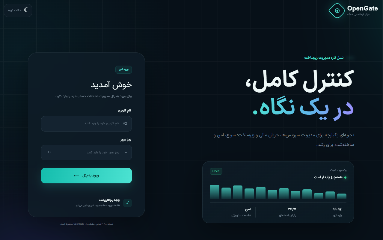 صفحه ورود واکنش‌گرای OpenGate 4